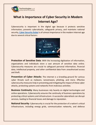 What is Importance of Cyber Security in Modern Internet Age?