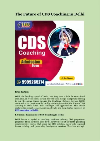 The Future of CDS Coaching in Delhi