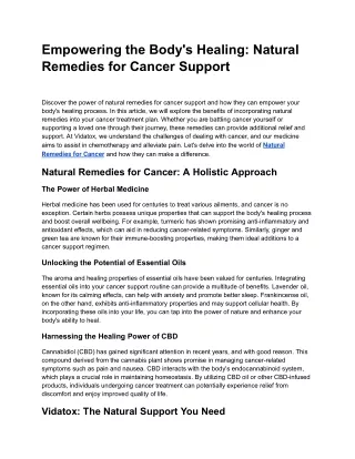 Empowering the Body's Healing_ Natural Remedies for Cancer Support