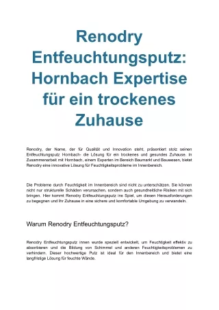 Renodry Entfeuchtungsputz_ Hornbach Expertise für ein trockenes Zuhause
