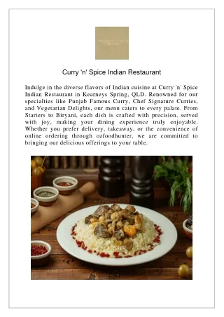 Extra 15% Off Curry 'n' Spice Kearneys Spring- Order Now