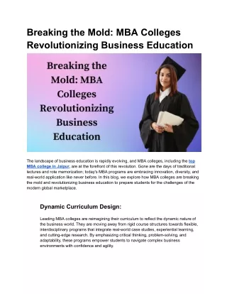 Breaking the Mold: MBA Colleges Revolutionizing Business Education