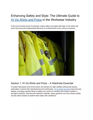 Enhancing Safety and Style_ The Ultimate Guide to Hi Vis Shirts and Polos in the Workwear Industry