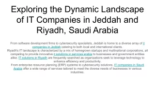 Exploring the Dynamic Landscape of IT Companies in Jeddah and Riyadh, Saudi Arabia