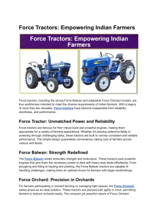 Force Tractors: Empowering Indian Farmers