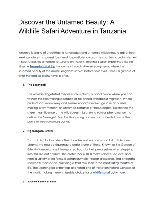 Discover the Untamed Beauty_ A Wildlife Safari Adventure in Tanzania