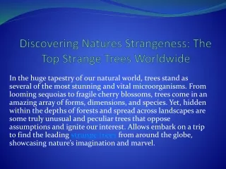 Discovering Natures Strangeness The Top Strange Trees Worldwide