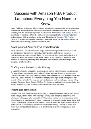 Success with Amazon FBA Product Launches_ Everything You Need to Know - Google Docs