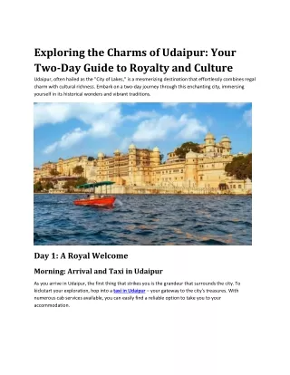 Exploring the Charms of Udaipur