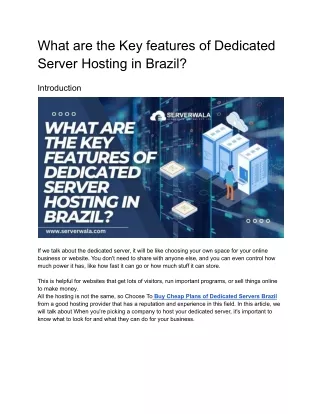 What are the Key features of Dedicated Server Hosting in Brazil_