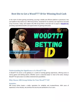 Best Site to Get a Wood777 ID for Winning Real Cash (1)