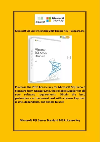 Microsoft Sql Server Standard 2019 License Key Ondapro me