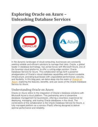 Exploring Oracle on Azure – Unleashing Database Services