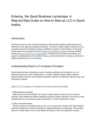 Entering  the Saudi Business Landscape_ A Step-by-Step Guide on How to Start an LLC in Saudi Arabia