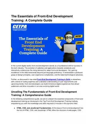 The Essentials of Front End Development Training A Complete Guide