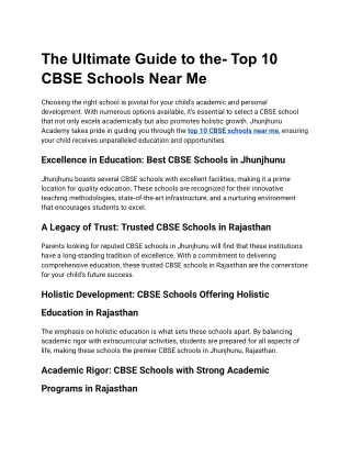 top 10 CBSE schools near me