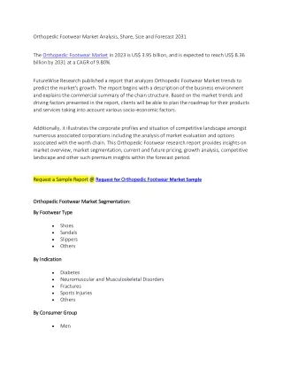 Orthopedic Footwear Market Analysis, Share, Size and Forecast 2031