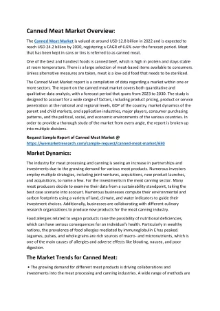 Canned Meat Market Overview