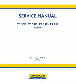 New Holland T3.65F Tractor Service Repair Manual