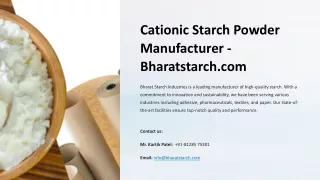 Cationic Starch, Cationic Starch Chemical Powder Manufacturer & Exporter in Indi