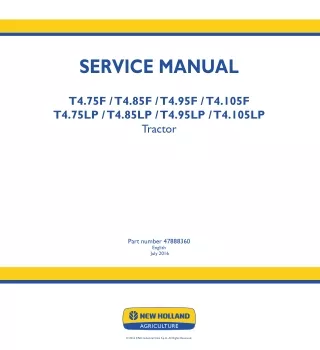 New Holland T4.75F Tractor Service Repair Manual