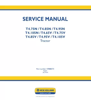 New Holland T4.75V Tractor Service Repair Manual