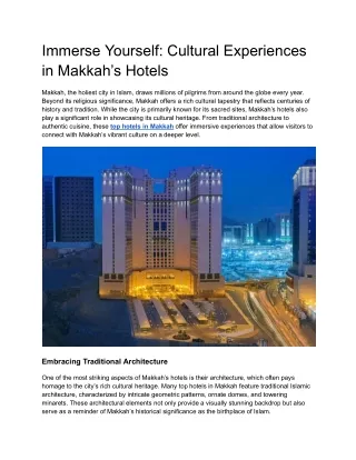 Immerse Yourself_ Cultural Experiences in Makkah’s Hotels