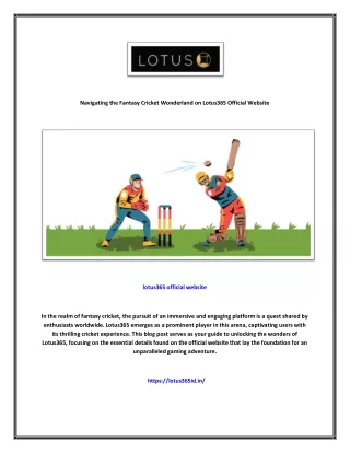 Navigating the Fantasy Cricket Wonderland on Lotus365 Official Website