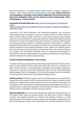 Continuous Bioprocessing Market