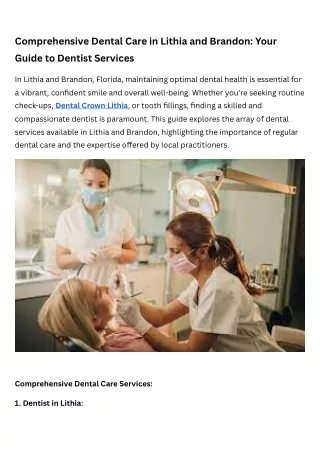 Comprehensive Dental Care in Lithia and Brandon Your Guide to Dentist Services