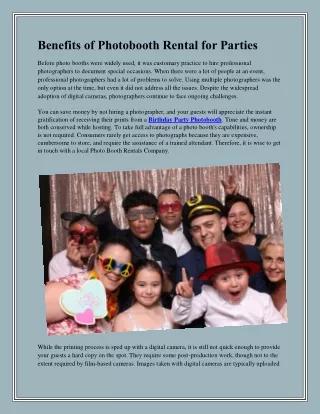 Benefits of Photobooth Rental for Parties