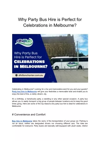 Enhance Your Melbourne Celebration with Party Bus Hire