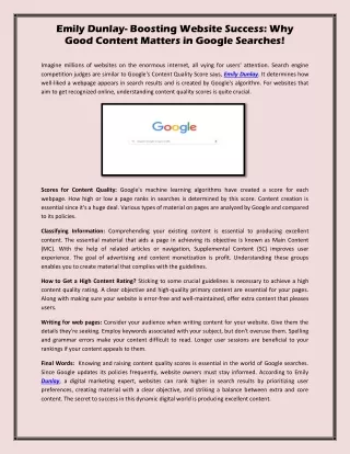 Boosting Website Success: Why Good Content Matters in Google Searches!