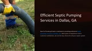 Efficient Septic Pumping Services in Dallas, GA