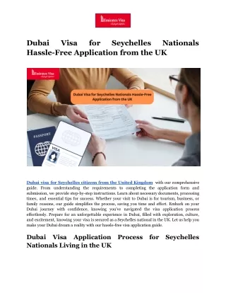 Dubai Visa for Seychelles Nationals Hassle-Free Application from the UK