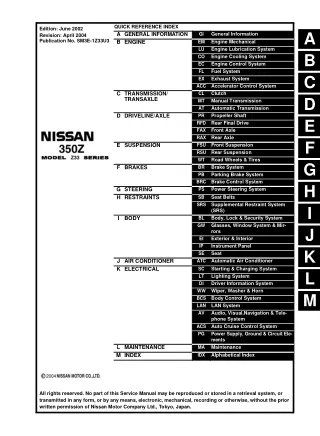 2003 Nissan 350Z Service Repair Manual