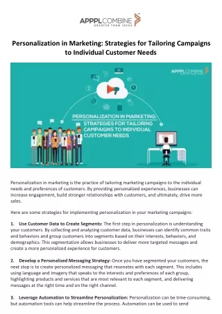 Personalization in Marketing Strategies for Tailoring Campaigns to Individual Customer Needs