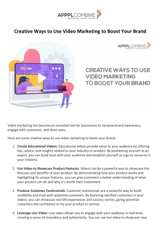 Creative Ways to Use Video Marketing to Boost Your Brand