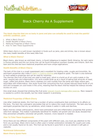 Black Cherry As A Supplement