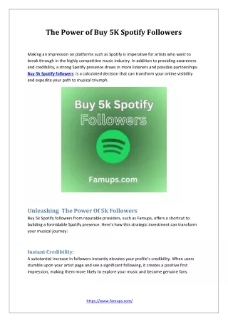 The Power of Buy 5K Spotify Followers