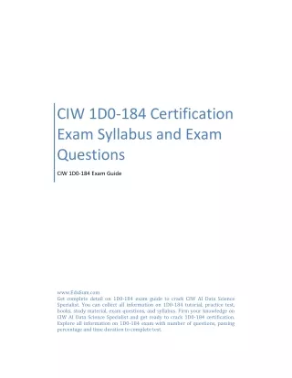 CIW 1D0-184 Certification Exam Syllabus and Exam Questions