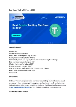 Best Crypto Trading Platform in 2024