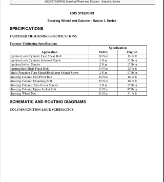 2003 Saturn L100 L200 L300 Service Repair Manual