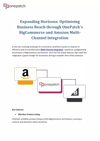 Optimising Business Reach through OnePatch's BigCommerce and Amazon Integration