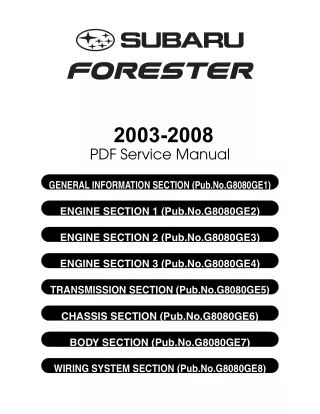 2003 Subaru Forester Service Repair Manual