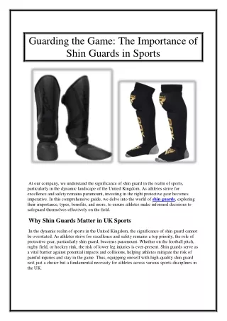 Guarding the Game The Importance of Shin Guards in Sports