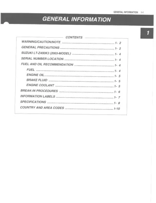 2003 Suzuki LT-Z400 QuadSport Service Repair Manual