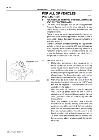 2003 Toyota Avalon Service Repair Manual