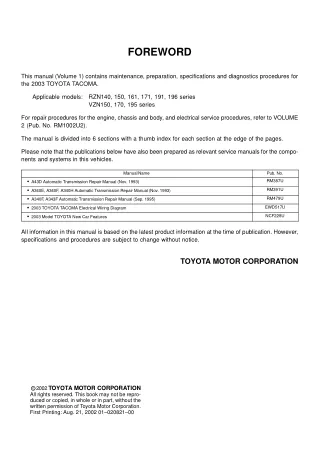 2003 Toyota Tacoma Service Repair Manual