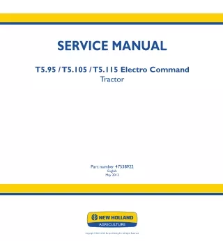 New Holland T5.95 Electro Command Tractor Service Repair Manual